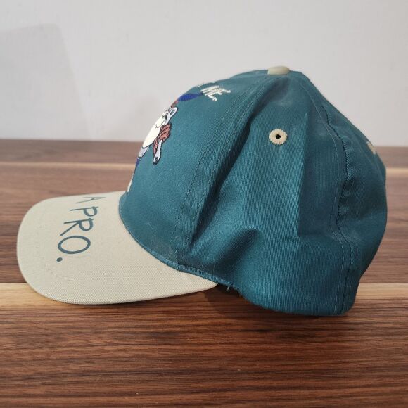 Vintage Taz Looney Tunes 1995 Snapback Hat Trust Me Im A Pro Green Tan Wrench - Picture 3 of 8